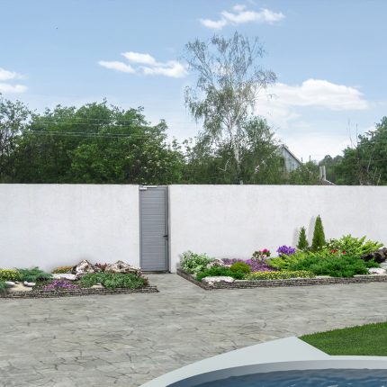 Landscaping ideas and horticultural background integrated into the natural environment, 3D rendering.